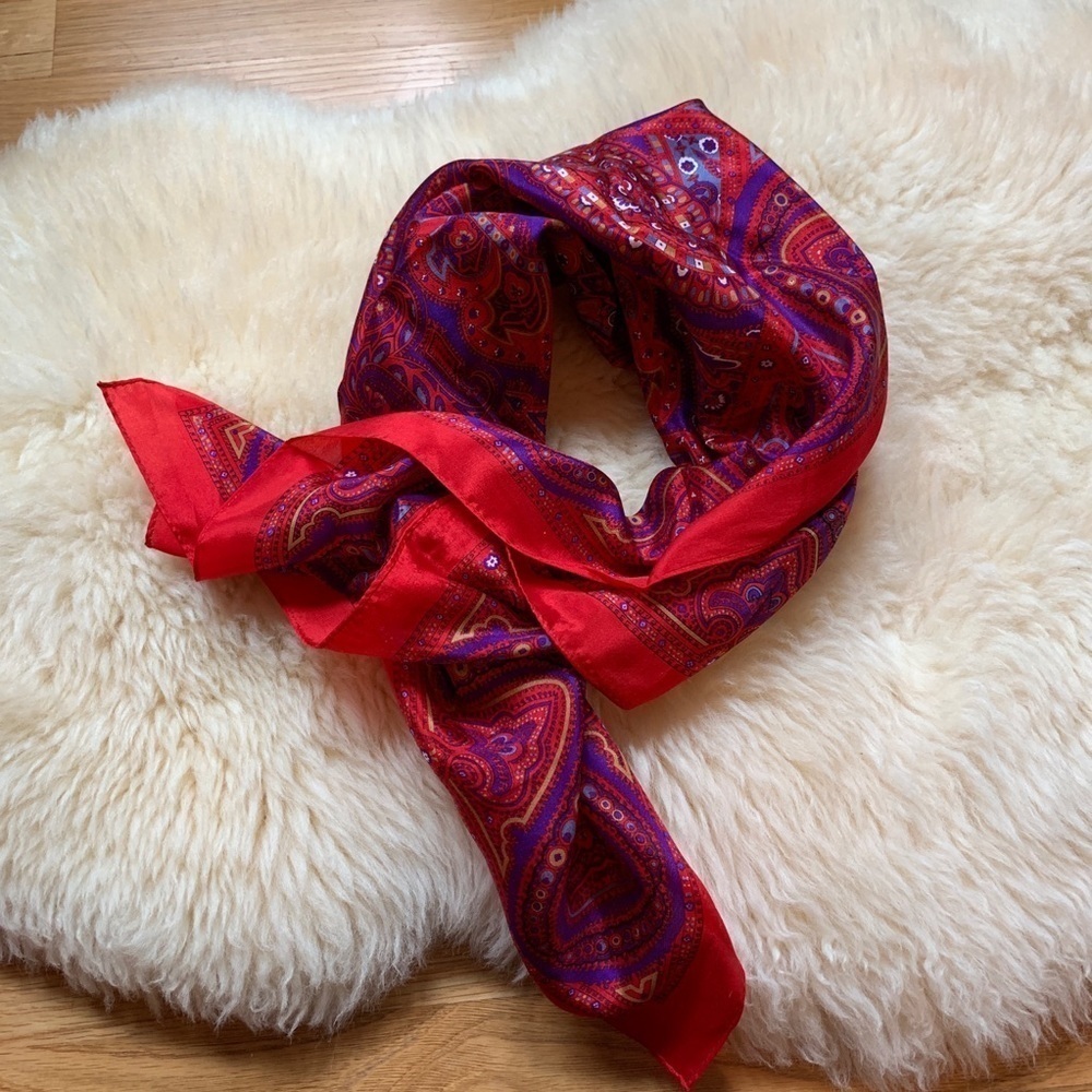 Vintage  70s Retro Neck Scarf Wrap Silky Tie